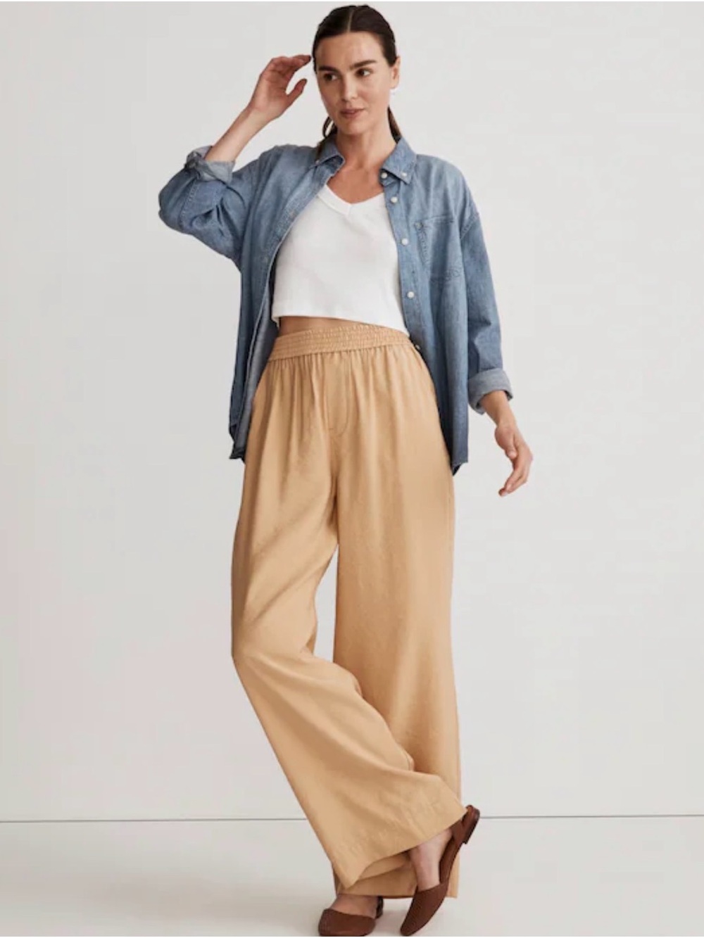 Madewell The Petite Carley Wide-Leg Pant in Softdrape - Picture 1 of 8